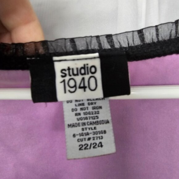 Studio 1940 Corset Blouse Lace Goth Grunge Fairy Whimsigoth Black Purple 22/24 - Picture 5 of 7